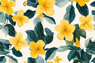 田园风热带树叶花朵