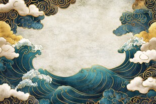 日式浪花背景