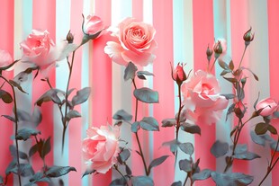 3d立体玫瑰花藤背景