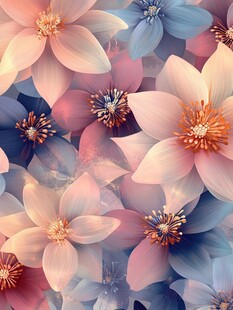 3d浮雕缤纷花卉