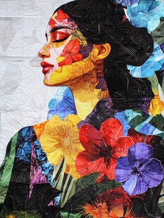 人脸色块拼接装饰画