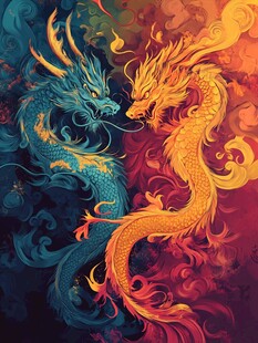 高清唯美双龙戏珠