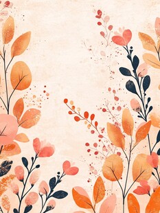 森系粉橙色花朵背景