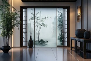 中式竹林背景墙