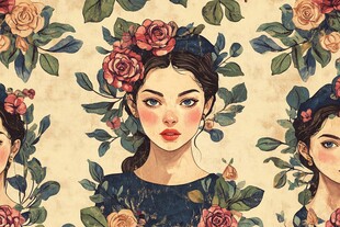 少女与花插画