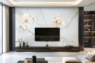 金线荷花客厅背景