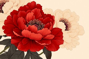 手绘质感牡丹花