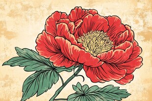 手绘质感牡丹花