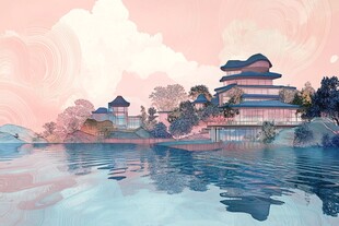 新中式楼阁皇宫山水