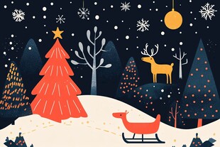 扁平风简约圣诞插画