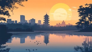 东南大学天际线插画