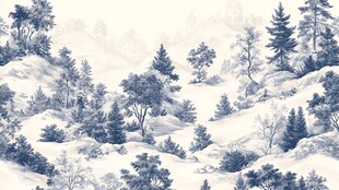 工笔手绘雪景图