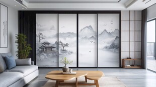 现代墙布壁画场景图