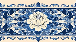 蓝色印花古典图案