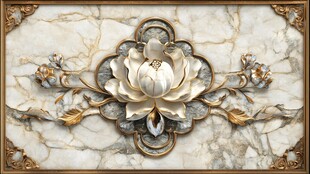 古典荷花壁画大理石纹