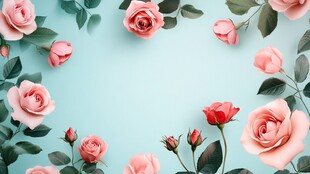 玫瑰花蓝色背景