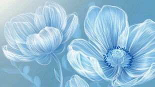 蓝色唯美小花装饰画