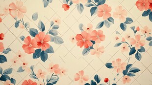 几何花卉背景墙