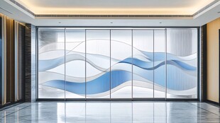 巨幅意境山水玻璃屏风