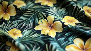 田园风热带树叶花朵