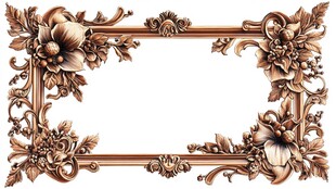 金色浮雕花纹边框