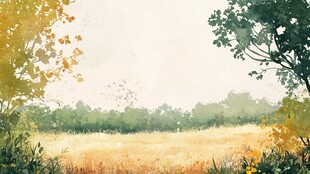 手绘秋季主题朦胧插画