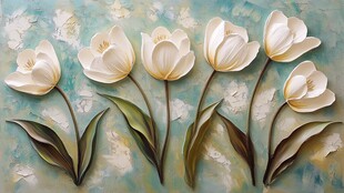 3d立体浮雕花卉花鸟