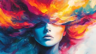 唯美抽象画水彩画女人