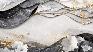 轻奢金色牡丹花线条