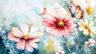 水彩花卉装饰画蝶恋花