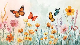 蝴蝶花朵背景墙