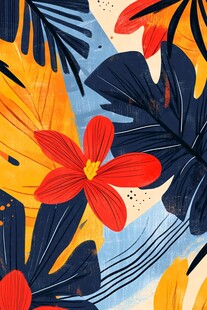 线条色块花卉