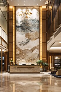 酒店前台大型山水挂画