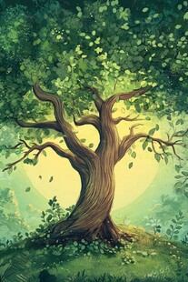 仙境古树插画