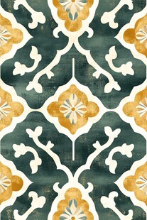 色块花古典图案组合