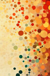 暖色圆点拼接装饰画