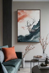 轻奢麋鹿珐琅彩浮雕画