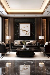 新中式轻奢客厅背景墙