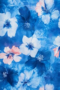 蓝色唯美小花装饰画