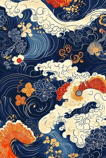日式浪花背景