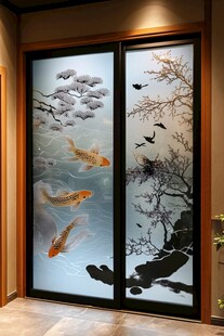 现代屏风鲤鱼图