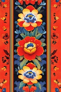 色块花古典图案组合