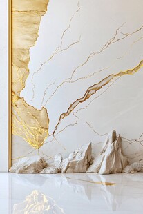 极简金箔石根线条对拼