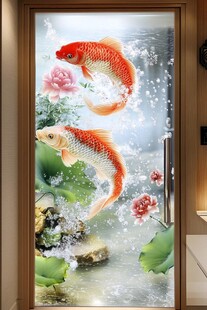 3d荷花鲤鱼圆形画