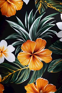 田园风热带树叶花朵