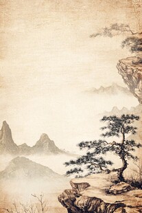 复古松树山水画