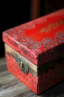 实木雕花陪嫁箱