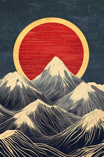 富士山复古装饰画