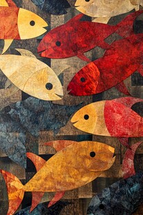 抽像艺术彩色鱼装饰画