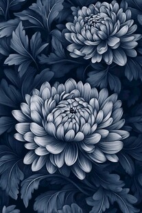 蓝色唯美牡丹装饰画